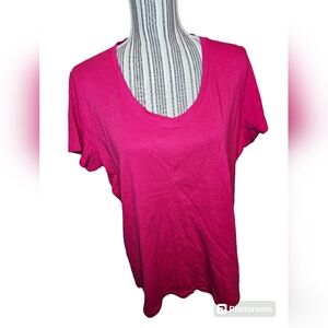 St John's Bay women's pink v-neck short sleeve top size XL